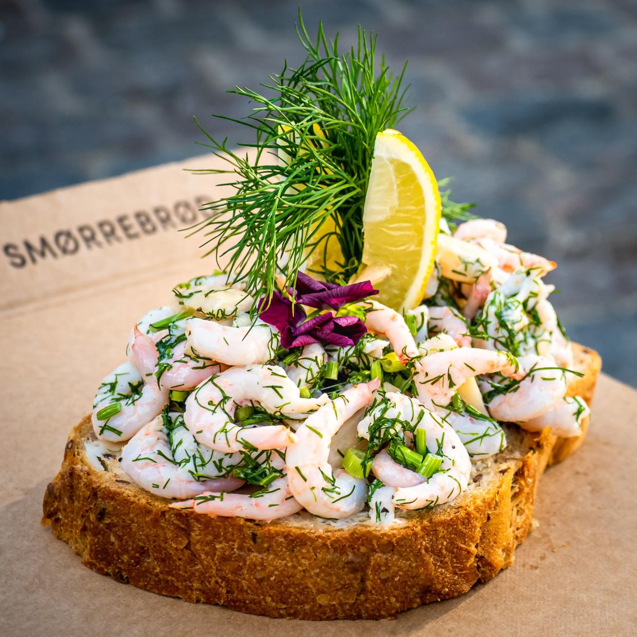 Danish Smørrebrød With Prawns, Dill, and Chives