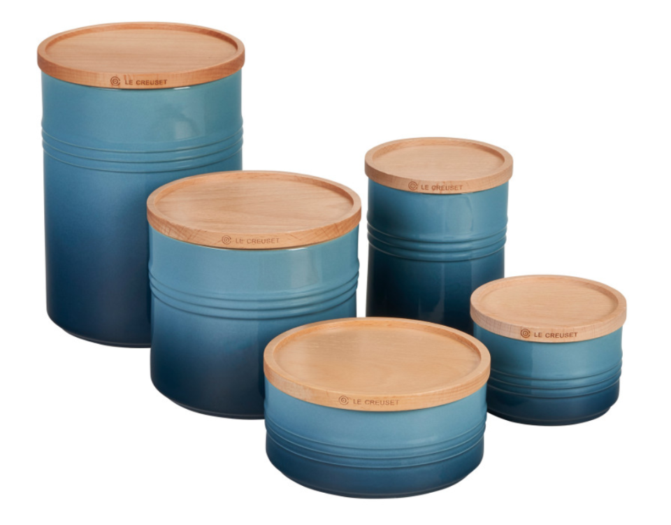 The wooden lids have ridges that make for easy stacking. (Photo: Le Creuset)