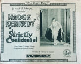 A movie theater lobby card promotes the 1919 silent film "Strictly Confidential." Many silent films from the early 1900s no longer exist. But they live on in movie theater lobby cards. More than 10,000 of the mostly 11-by-14-inch cards that promoted the cinematic romances, comedies and adventures of the era are being digitized for preservation and publication online, thanks to an agreement formed between Chicago-based collector Dwight Cleveland and Dartmouth College. (Photo Courtesy Dwight Cleveland via AP)