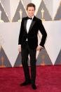 <p>The actor, nominated for best actor in a leading role in <i>The Danish Girl, </i>admitted to his usual fashion-before-comfort approach this season, in a velour tuxedo. Steamy.</p>