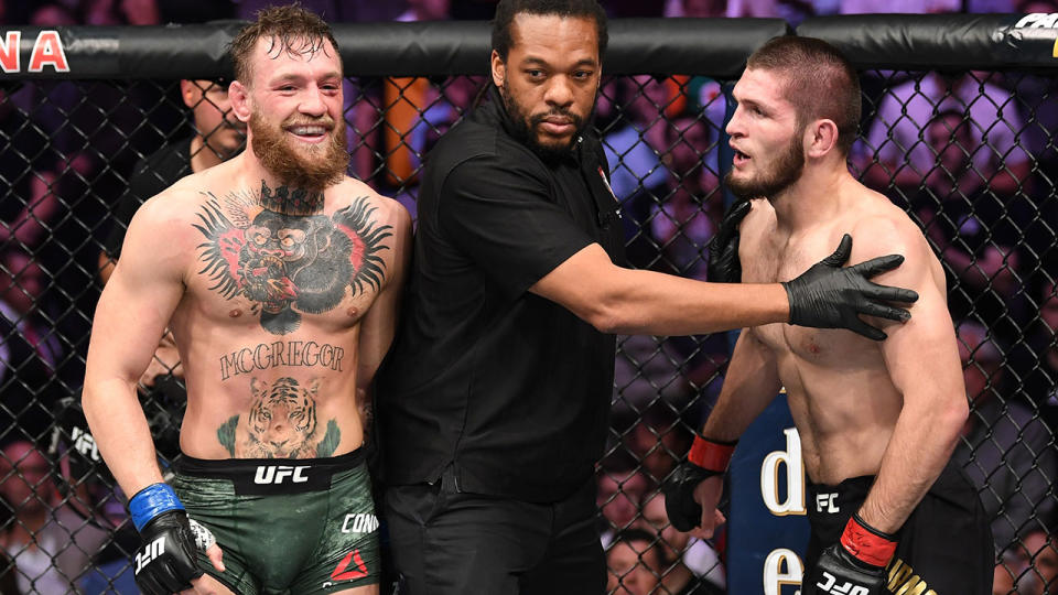 Why crazy scenes after McGregor-Khabib fight are good for UFC. Pic: Getty