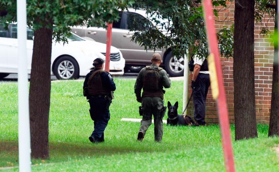 The scene in Perryman, Maryland, following a shooting there on Thursday morning