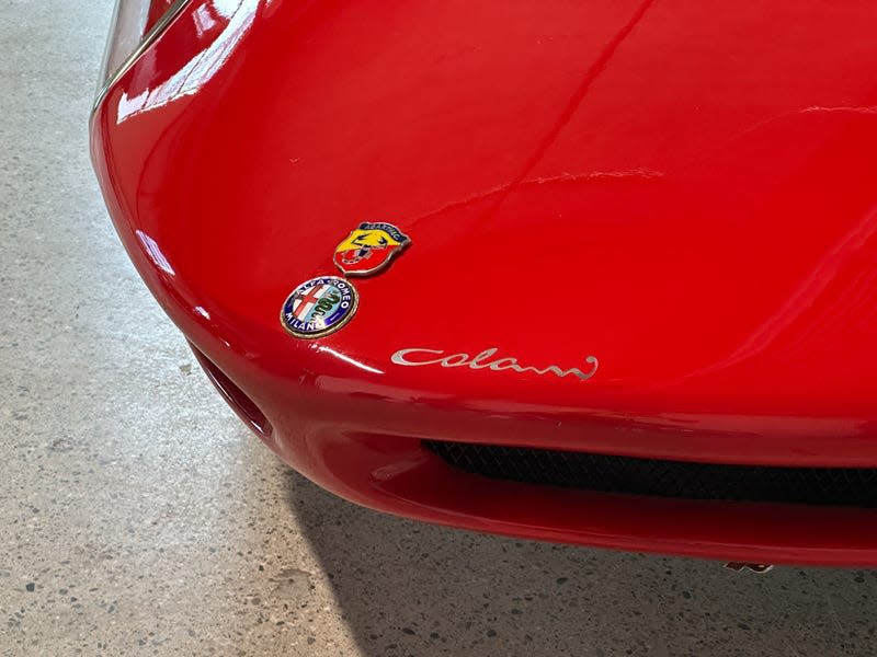 Front badges of a red Luigi Colani Abarth-Alfa Romeo