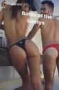 <p>She then posed with a male friend for a cheeky booty-baring shot.</p>