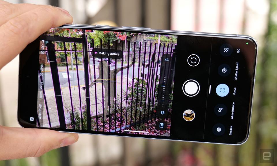 The Pixel 8 Pro's camera app comes with new pro controls that allow you to adjust things like shutter speed, ISO, focus and more. 