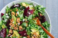 <p>This is the <a href="https://www.delish.com/uk/cooking/recipes/a29840065/courgette-salad/" rel="nofollow noopener" target="_blank" data-ylk="slk:perfect salad" class="link ">perfect salad</a>: creamy goat cheese (sub feta if you prefer it), roasted beets, avocado. We love rocket for its peppery bite, but feel free to swap in whatever salad green you like.</p><p>Get the <a href="https://www.delish.com/uk/cooking/recipes/a31219659/roasted-beet-goat-cheese-salad-recipe/" rel="nofollow noopener" target="_blank" data-ylk="slk:Roasted Beet Goat Cheese Salad" class="link ">Roasted Beet Goat Cheese Salad</a> recipe.</p>