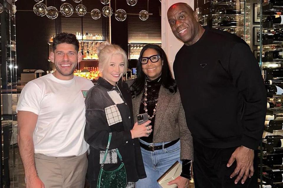 <p>Magic Johnson/ Instagram</p> Magic Johnson and Wife Cookie with Daisy Webster and her boyfriend, Dan