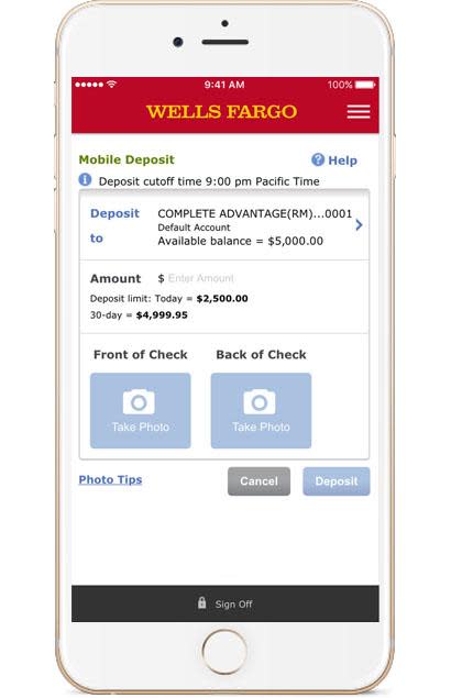 Wells Fargo Mobile Deposits