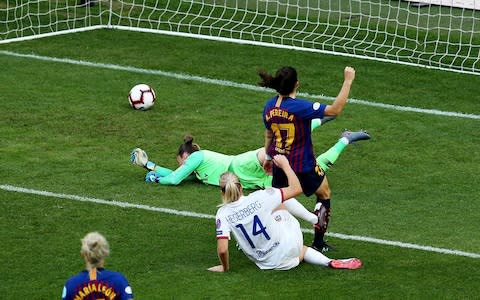 Ada Hegerberg scores for Lyon - Credit: getty images