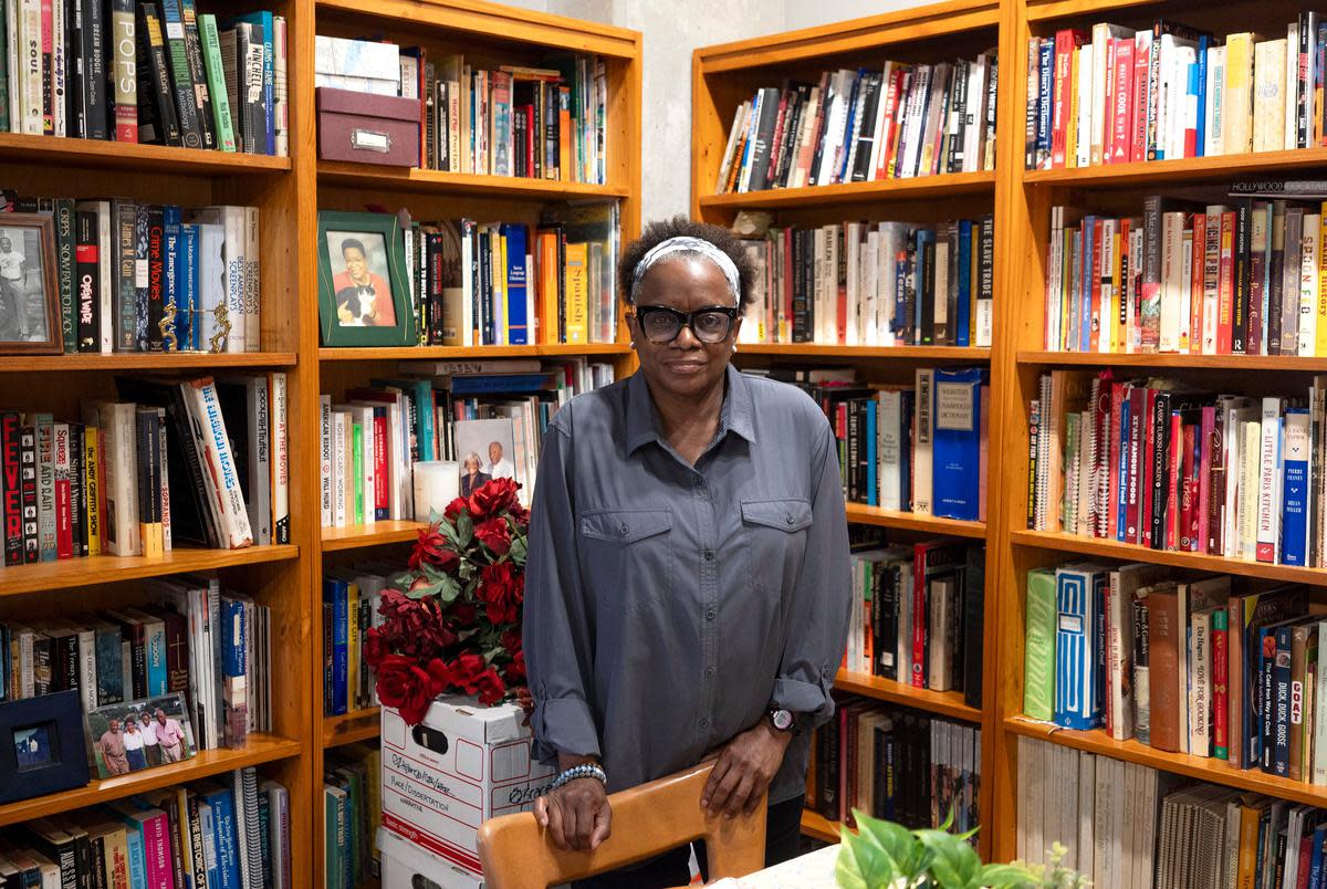 Kathleen McElroy, a professor of journalism at the University of Texas at Austin’s School of Journalism and a graduate of Texas A&M, in her apartment in Austin on July 11, 2023.