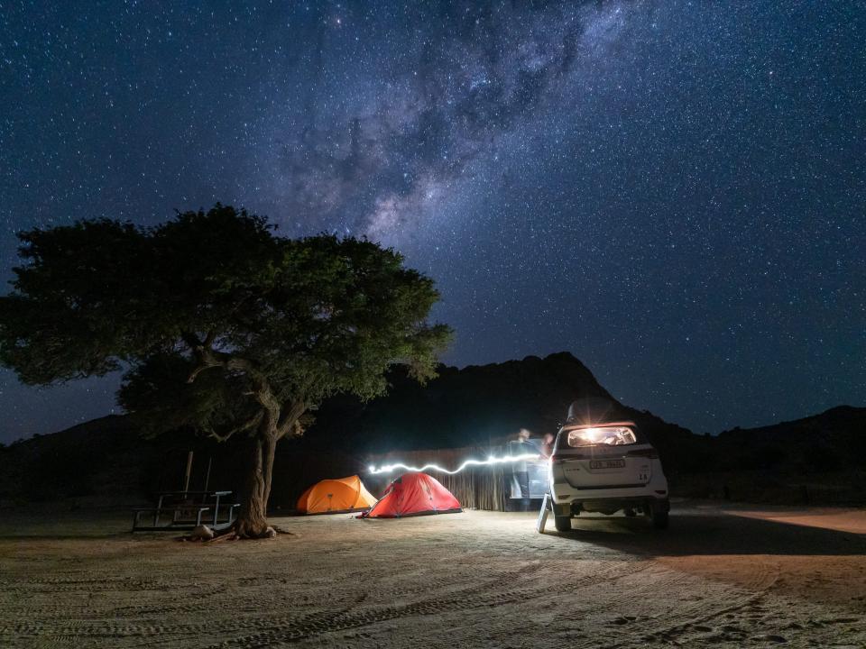 Camping on the Klein-Aus Vista farm on the border of the Namib-Naukluft National Park and the town of Aus.
