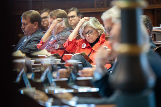 COLUMBIA, SOUTH CAROLINA - MAY 23: Republican state Sen. Katrina Shealy reads the book 