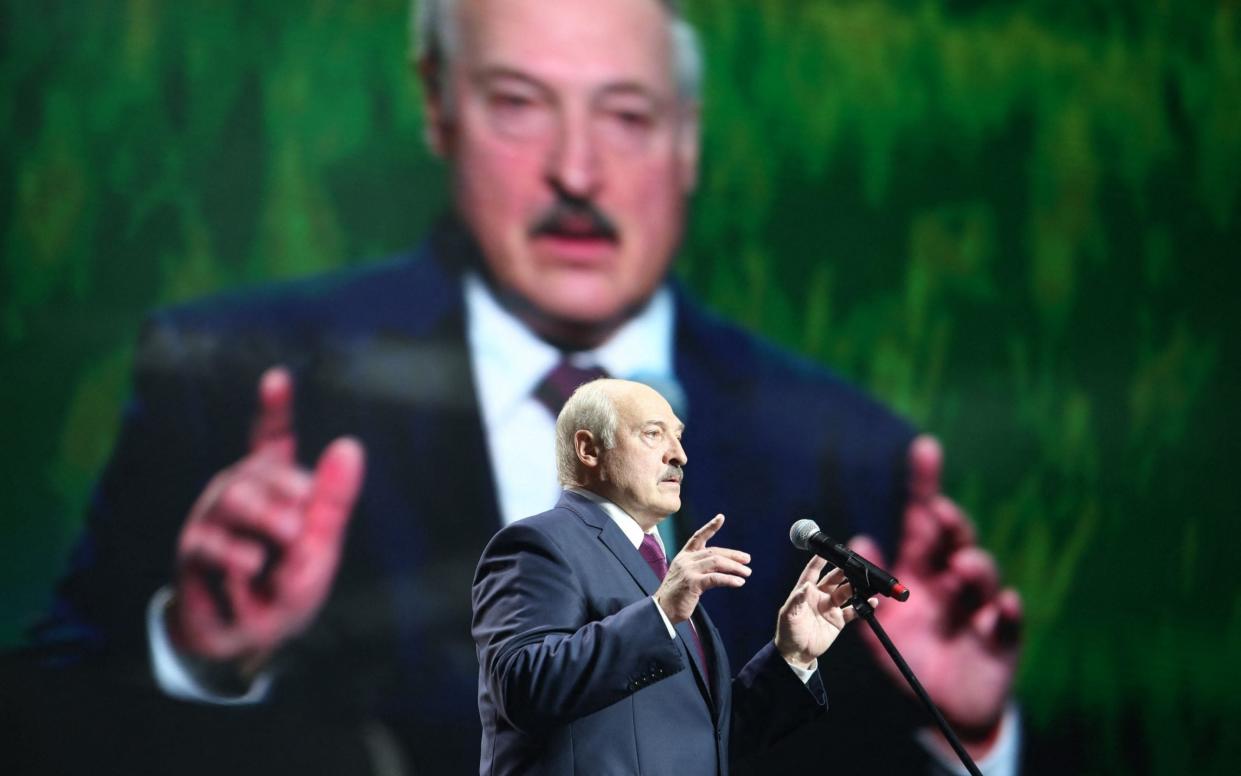 Alexander Lukashenko gives a speech in Minsk. He is often called 'Europe's last dictator'. - AFP