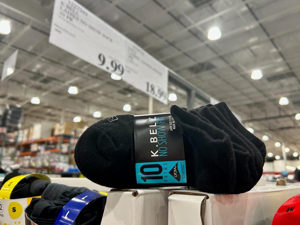 10-pack of black ankle socs on the shelves at costco