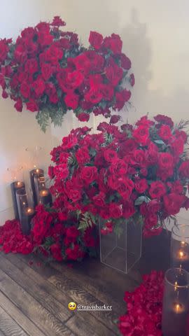 <p>Kourtney Kardashian/Instagram</p> Kourtney Kardashian displays red roses sent by Travis Barker