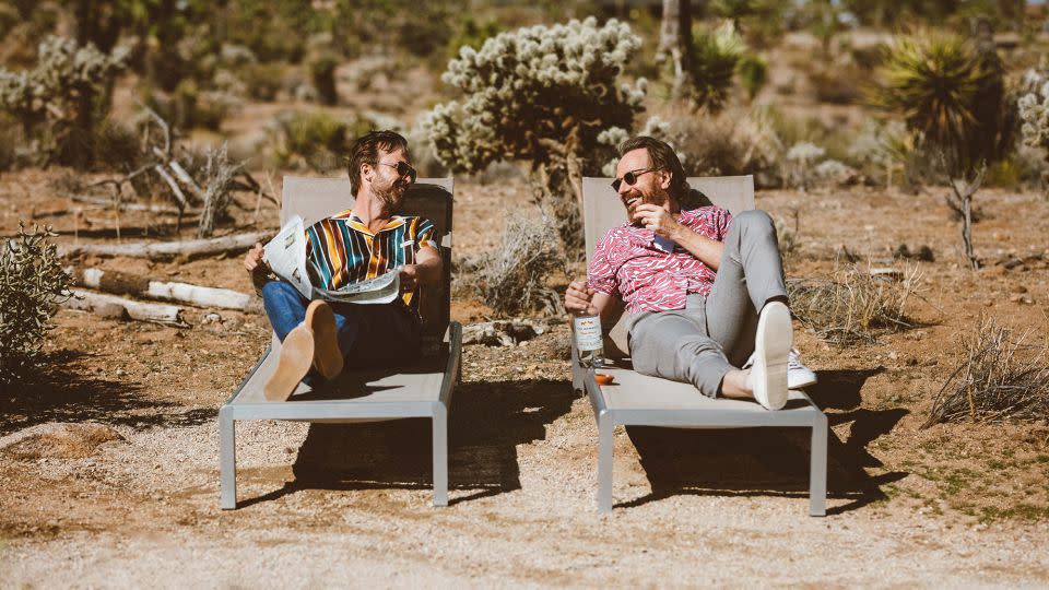 Aaron Paul and Bryan Cranston in a promotional photo for their spirit. - Courtesy Dos Hombres Mezcal