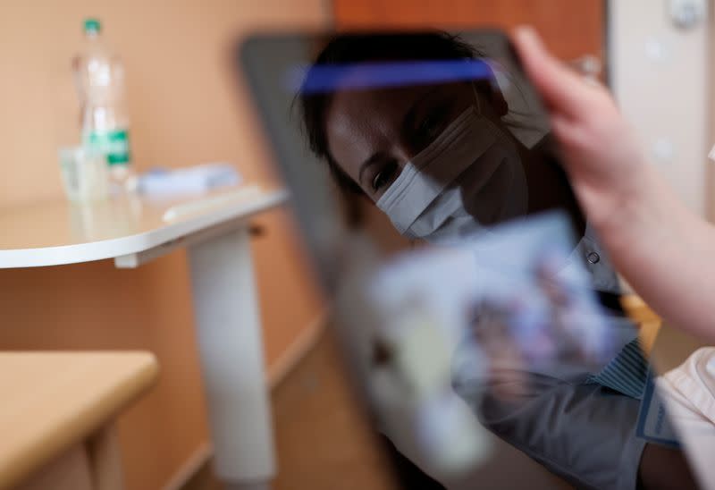 Locked down care home combats loneliness with online video calls during spread of the coronavirus disease (COVID-19) in Bischwiller