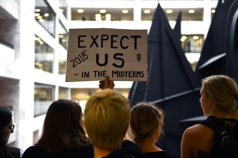 Protesters speak out as Kavanaugh hearing begins