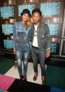 <p>Would the MTV VMAs be complete without a couple wearing matching Canadian tuxedos? Helen Lasichanh and Pharrell Williams did the honors this year, with Lasichanh in overalls and Williams in a jean jacket and cuffed pants.</p>