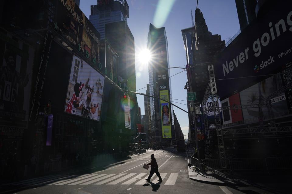 A nearly empty Times Square in New York City