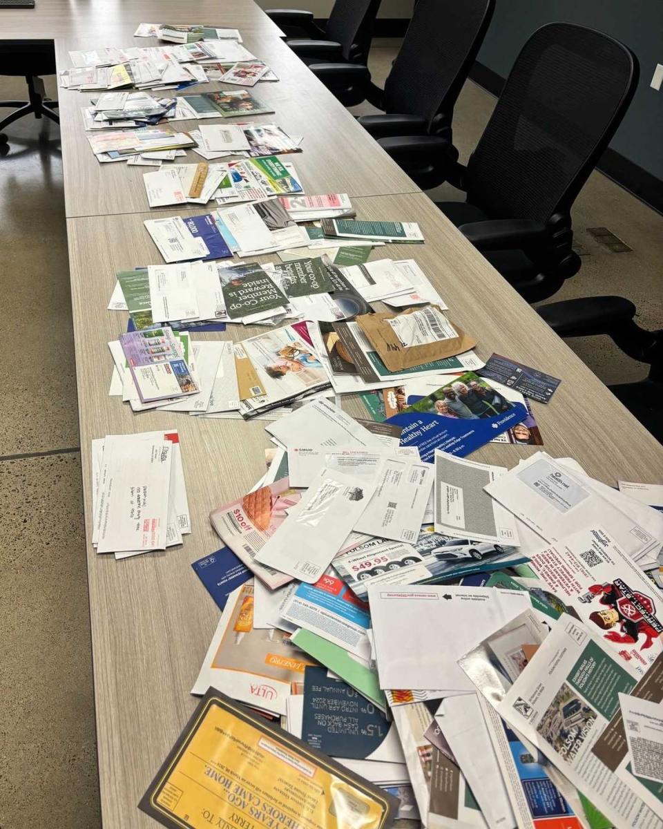 Officers on Tuesday March 5, 2024, recovered more than 500 pieces of stolen mail in a vehicle parked at the Palladio shopping center in Folsom, California.