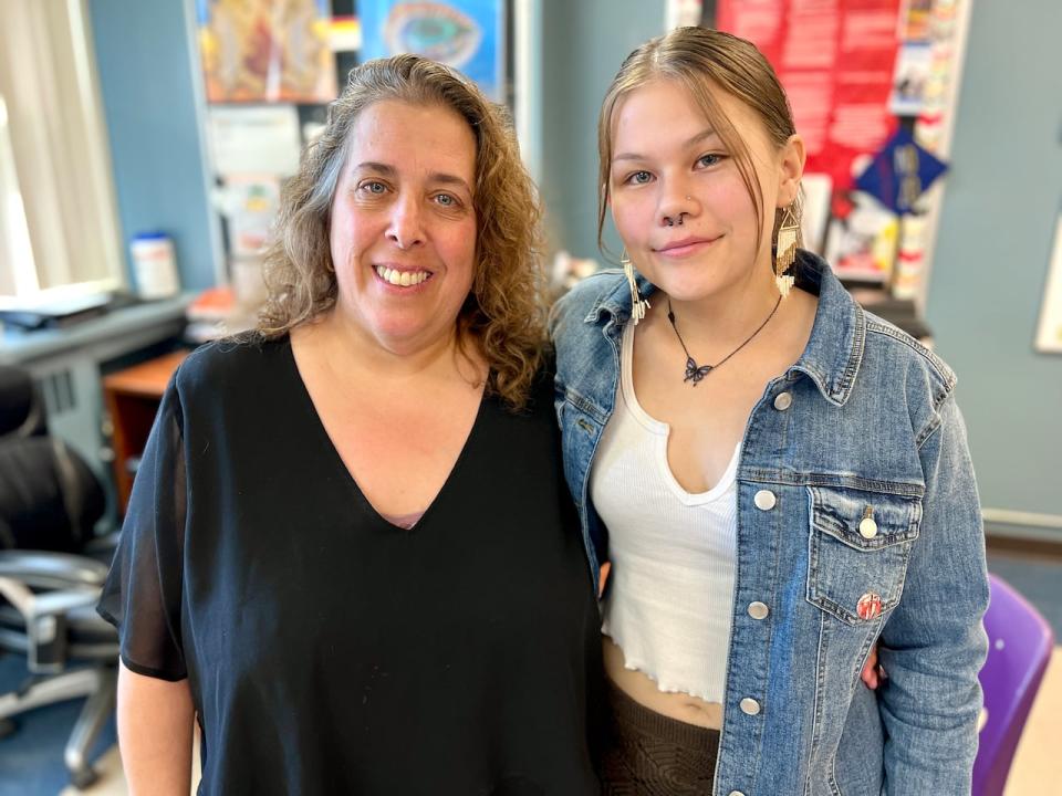 Rosetta Troia, left, is a counsellor at Argyle Alternative High School. She says there has been no better feeling than to see Harris persevere in both her personal and academic lives.