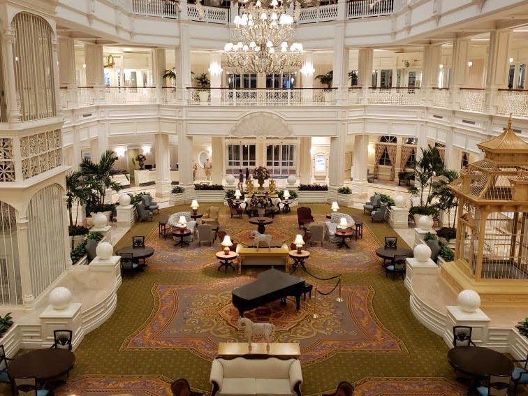 interior shot of the lobby at disney's grand floridian resort 