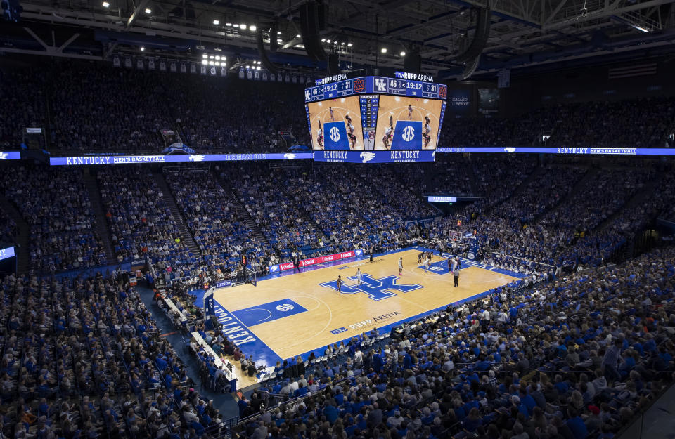 LEXINGTON, KY - FEBRUARY 23: General view of the interior of Rupp Arena during the Kentucky Wildcats and Auburn Tigers game on February 23, 2019 in Lexington, Kentucky. (Photo by Michael Hickey/Getty Images)