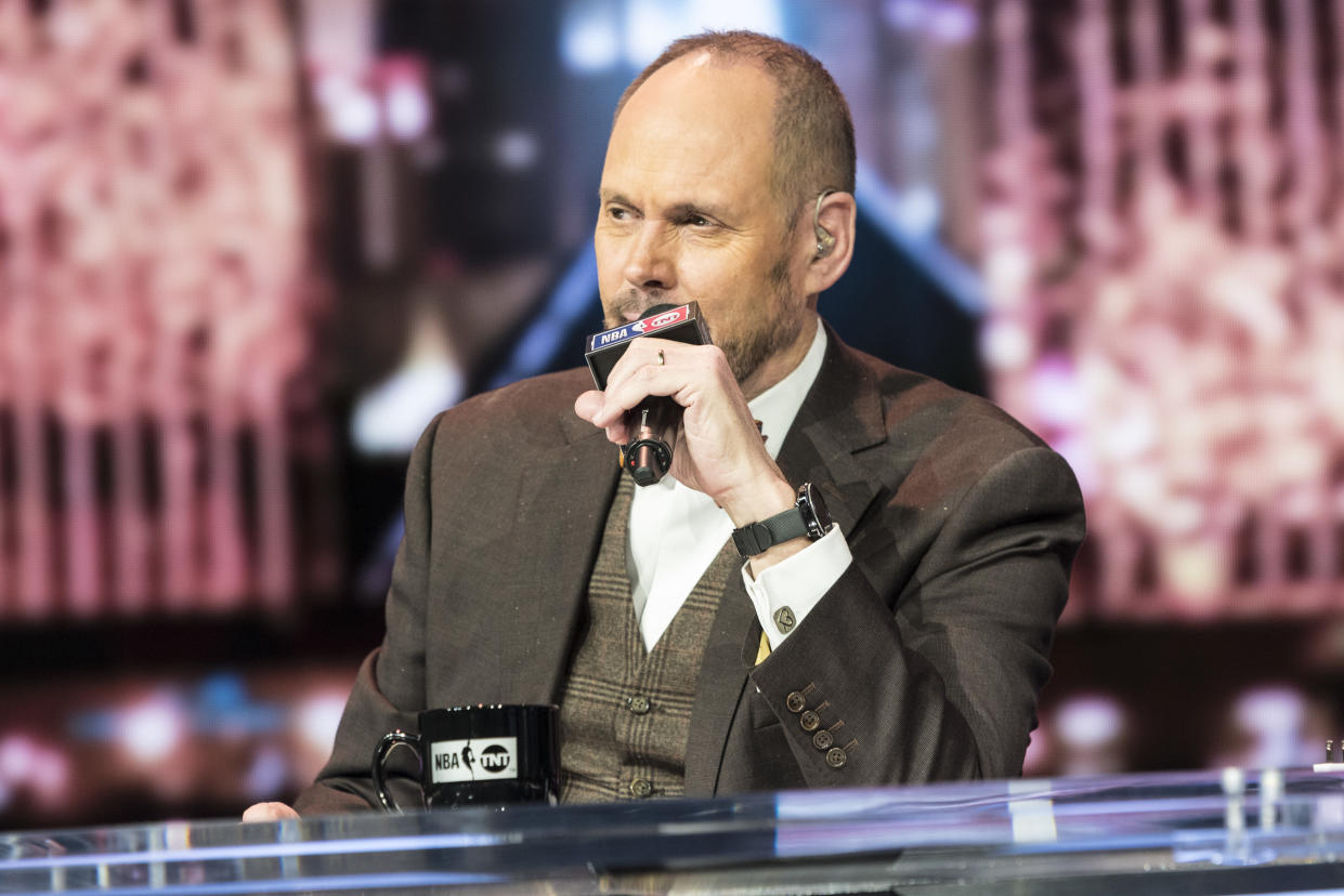 Ernie Johnson pictured during a special live NBA On TNT Telecast at CES 2018 in Las Vegas, Nevada on January 11, 2018. Credit: Damairs Carter/MediaPunch/IPX