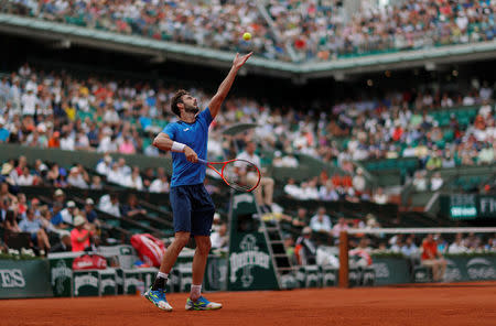 Tennis - French Open - Roland Garros, Paris, France - 29/5/17 Spain's Marcel Granollers in action during his first round match against Serbia's Novak Djokovic Reuters / Gonzalo Fuentes