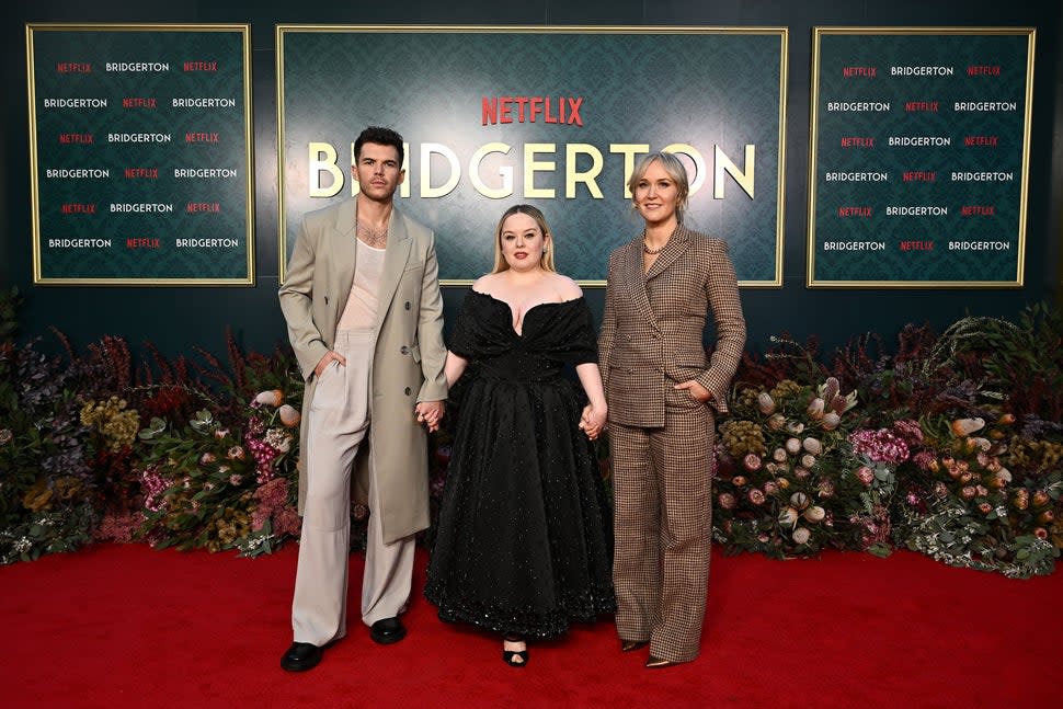 Bridgerton's Luke Newton, Nicola Coughlan and writer, Jess Brownell attend launch event in Australia