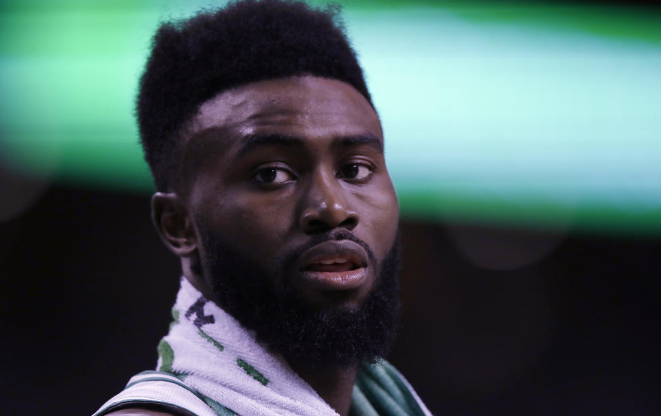 Celtics forward Jaylen Brown shared his thoughts on racism in America. (AP)