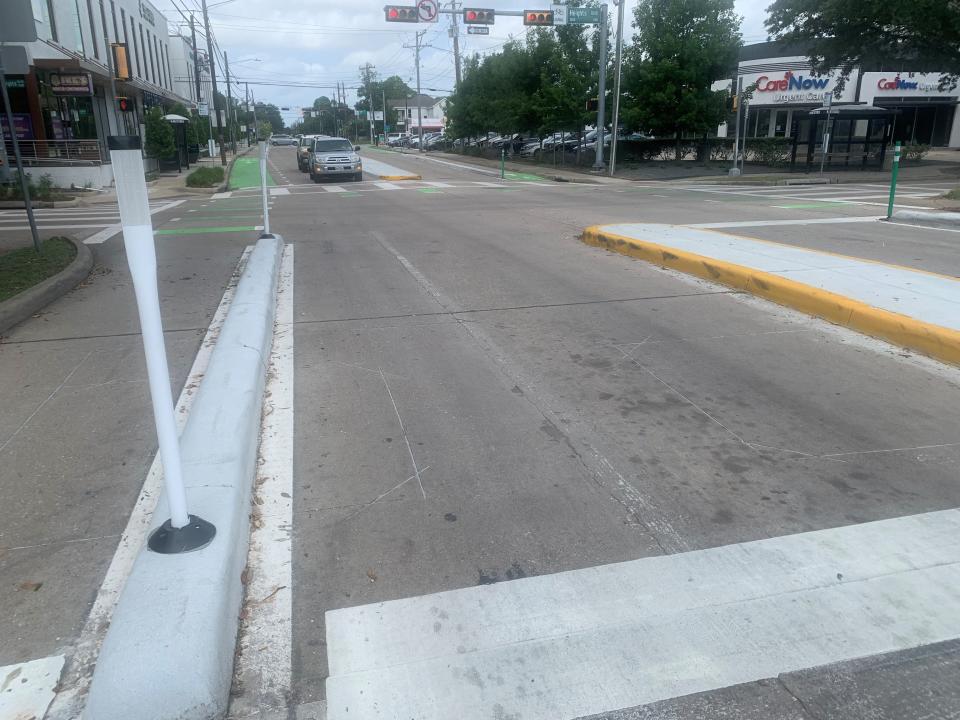 West 11th Street (at Heights Boulevard), put on a "road diet" made up of cement barricades, is shown in Houston on Saturday, June 24, 2023.