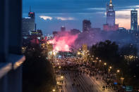 <p>Protesters march during a rally, organised by far-right, nationalist groups, to mark 99th anniversary of Polish independence in Warsaw, Poland, Nov. 11, 2017. (Photo: Agencja Gazeta/Franciszek Mazur via Reuters) </p>