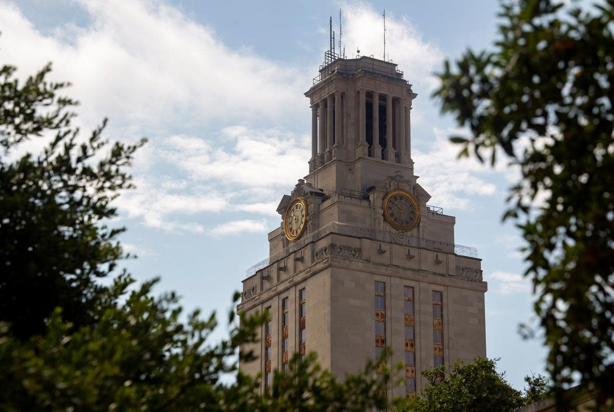 The University of Texas tower on July 16, 2020.