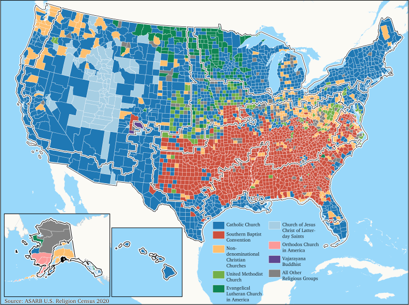 Credit: John Liberty/Motivf for Nationhood Lab. Source: ASARB US Religion Census