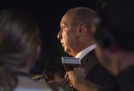 Chief of Police for the city of Stamford Jonathan Fontneau addresses the media in Stamford, Connecticut, October 3, 2013. Federal agents, bomb squad units and local police searched the Stamford Connecticut residence of a woman who led law enforcement officers on a dramatic car chase near the White House to the U.S. Capitol which ended when law enforcement officers shot and killed the driver, media reported. (REUTERS/ Michelle McLoughlin)