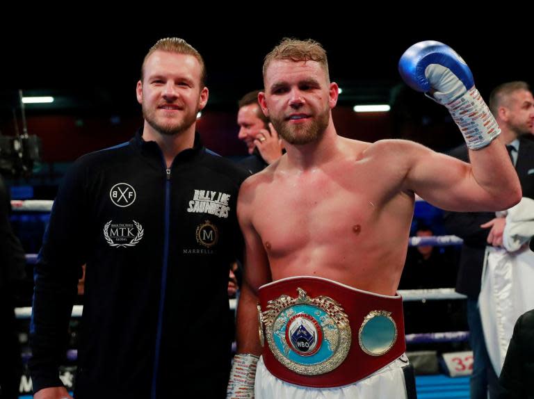 Billy Joe Saunders has become a two-weight world champion after winning the vacant WBO super-middleweight title with a unanimous decision victory over Shefat Isufi at the Lamex Stadium in Stevenage.Having stepped up from middleweight, he eased to scores of 120-108, 117-111 and 118-110 from the three ringside judges.Saunders was also fighting for the first time since reuniting with trainer Ben Davison, who also oversees Tyson Fury's fight preparations.The 29-year-old briefly appeared hurt in the sixth round, when he took a strong right hand, but he otherwise outclassed his Albanian opponent.“He caught me in the sixth,” admitted Saunders. “It didn't have me where my legs were gone. I haven't been in a meaningful fight for 14 months. He's number one with the WBO for a reason so he's obviously good.“My boxing ability will always get me further in the sport I believe.“I want the big fights, the big names. The big domestic fights, unification fights. I moved up from middleweight as none of them would fight me.”Earlier in the night British heavyweight Joe Joyce, a 2016 Olympic silver medallist, extended his record to nine wins from nine when a left hook in the third round floored 42-year-old Alexander Ustinov.