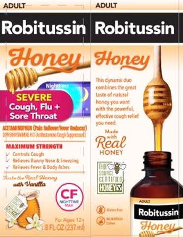 <p>FDA</p> Robitussin cough syrups