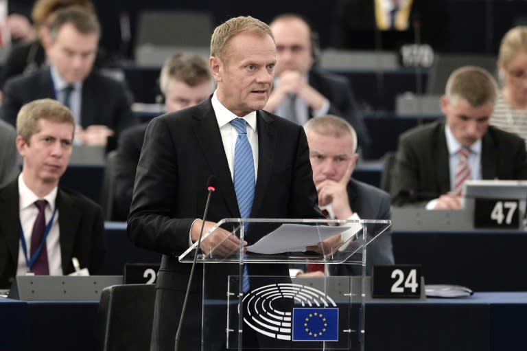 European Council President Donald Tusk speaks at the European Parliament in Strasbourg, on July 5, 2016