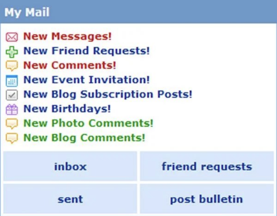 Myspace interface