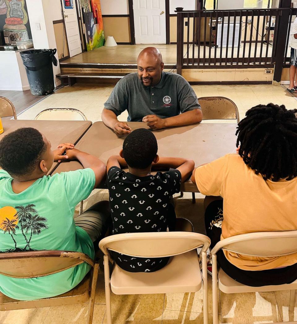 PHOTO: Mr. Craig delivering an inspirational message to his students about Statesmen Academy for Boys in the summer of 2023. (Courtesy Lenora Felder)