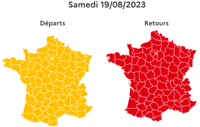 Trafic prévu pour samedi 19 août 2023