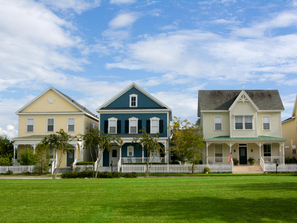 charming neighborhood with vintage styled cottages in small American town