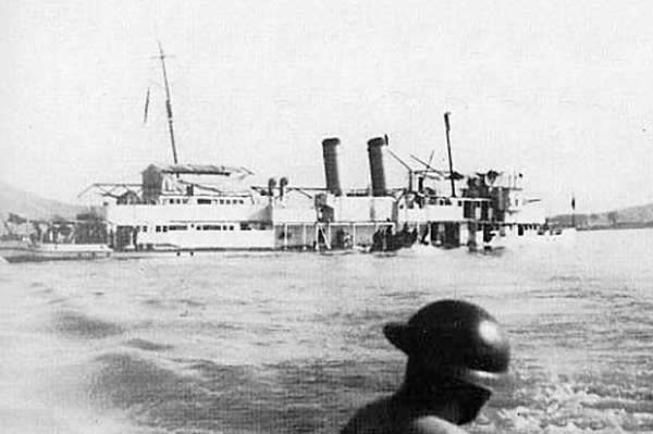 USS Panay sinking after Japanese air attack on Nanking, China, on December 12, 1937, in what became known as the Panay incident. File Photo courtesy the U.S. Signal Corps