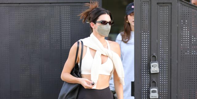 Important News: You Can Shop Kendall Jenner's Sports Bra/Leggings Set Right  Now - Yahoo Sports