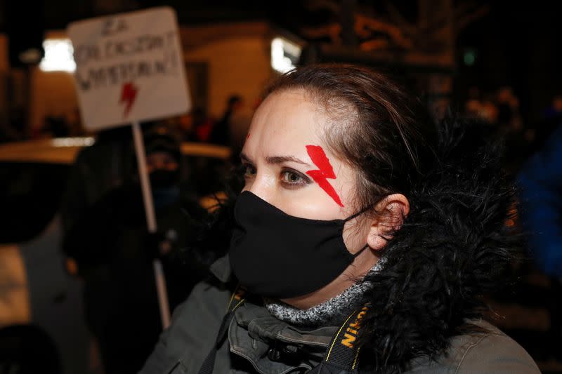 Protest against verdict restricting abortion rights, in Warsaw