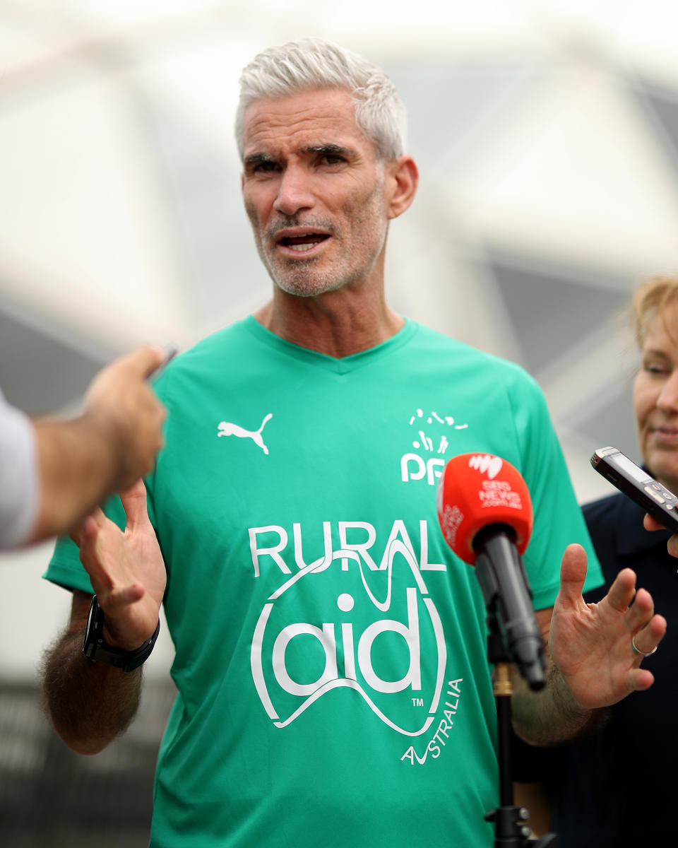 MELBOURNE, AUSTRALIA - JANUARY 23: Craig Foster talks to the media during Melbourne City A-League media opportunities at AAMI Park on January 23, 2020 in Melbourne, Australia. (Photo by Jonathan DiMaggio/Getty Images)
