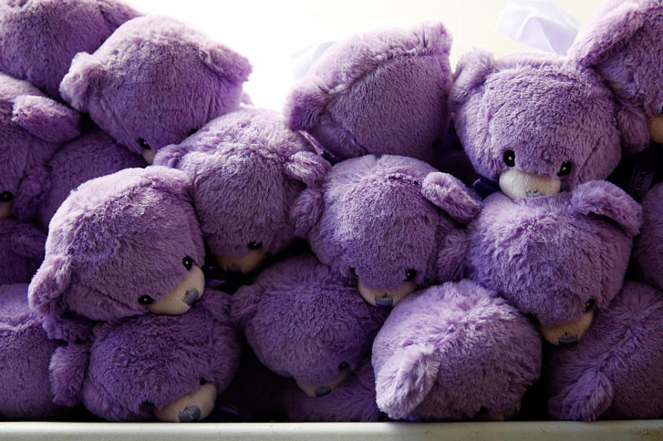 Orsetto di peluche color lavanda. 