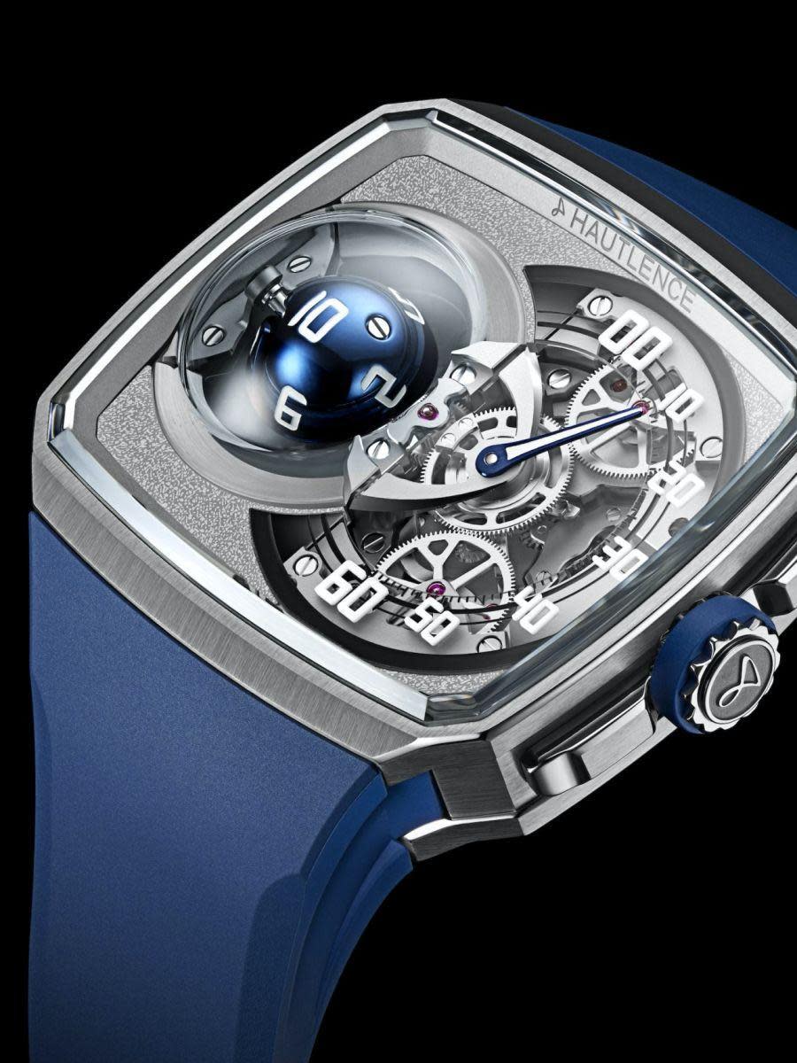 獨立製錶品牌HAUTLENCE（豪朗時）在2023年的GWD「日內瓦鐘錶日」錶展上，發表了全新大改款的「三維球體翻時結構」Sphere Series 1錶款。定價約NT$2,620,000。
